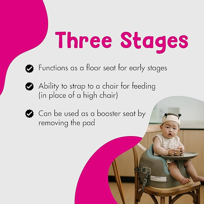 Bumbo 3-in-1 Multi-Seat for 6 to 36 Months, Travel Baby and Infant Feeding & Play Floor Seat, Breige/Desert Mirage - All-in-One Portable Booster with Dining Tray & Toddler Kitchen High Chair