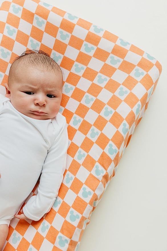 Copper Pearl Premium Knit Diaper Changing Pad Cover 'Mickey Mouse Check'