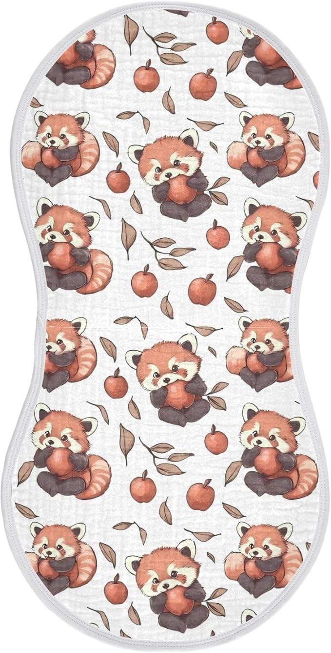 vvfelixl Muslin Burp Cloths Cartoon Cute Red Panda Eat Fruit Baby Washcloths for Baby Girl Boys 2 Pack