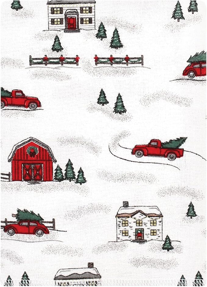 Hudson Baby Unisex Baby Cotton Flannel Burp Cloths Bundle, Christmas Scene, One Size