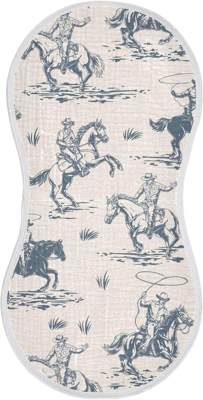 Cowboys Horse Western Burp Cloths Baby Boys Girls Absorbent Soft Cotton Burping Cloths Rags 1 Pack