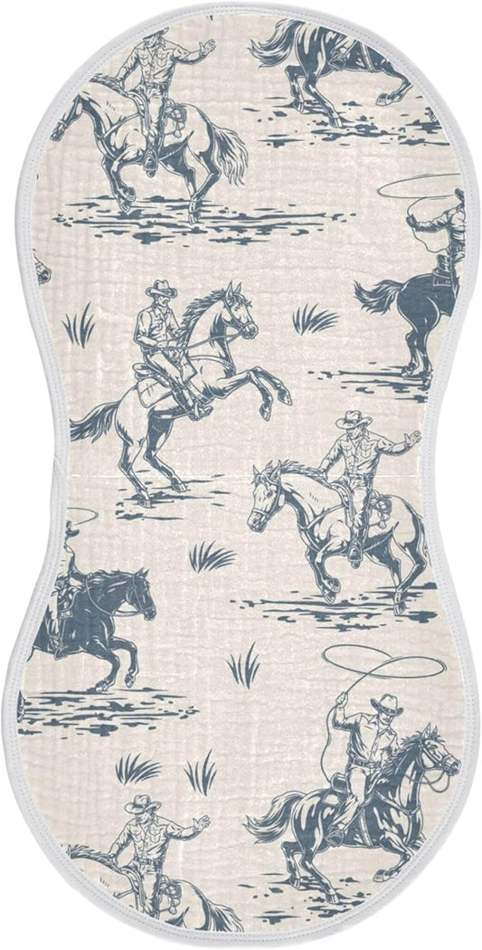 Cowboys Horse Western Burp Cloths Baby Boys Girls Absorbent Soft Cotton Burping Cloths Rags 1 Pack