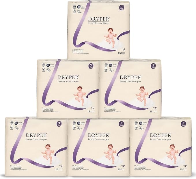 Baby Diapers, DRYPER Disposable Diaper Newborn Size 3 Diapers (13-24 lbs), 3D Leak Guards & Wetness Indicator, Ultra-Soft & Thin, Fast Water Absorption Nappies,150 Count