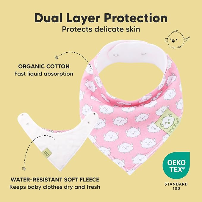 KeaBabies 8-Pack Organic Baby Bandana Bibs for Girls - Super Absorbent Triangle Baby Bibs for Drooling and Teething Infant, 100% Cotton Extra Soft for Newborn, Infant 0-36 Months (Pink Dreams)