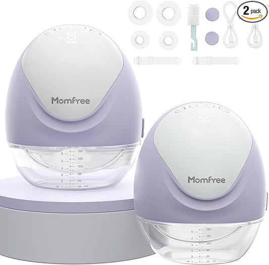 Hands Free Breast Pump:Wearable Breast Pump Portable with 3 Modes/9 Levels/LED Display - Low Noise,for 25/21/17mm Silicone Cushion Insert,2 Count
