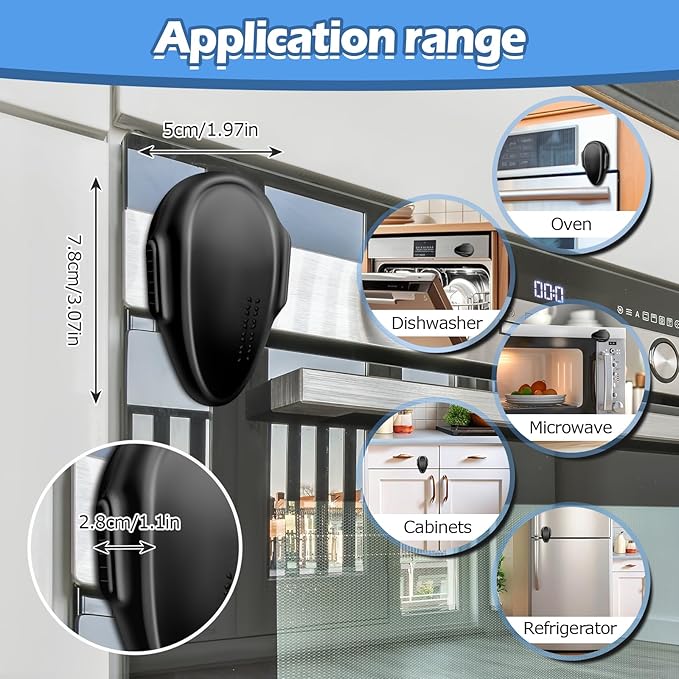 Oven Lock Child Safety (2Pack), Premium Baby Proofing Oven Door Locks, Easy to Install & Use Durable and Heat-Resistant Material no Tools Need or Drill Oven Child Safety Lock, (Black)
