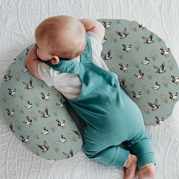 Green Mallard Ducks Baby Nursing Pillow Covers for Boy Girl Duck Hunting Season Nursery Feeding Pillowcase for Breastfeeding Pillows Lake Wild Ducks Hunter Soft Stretchy Slipcovers for Newborn Infant