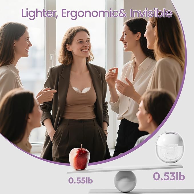Breast Pump Hands Free, Wearable Breastfeeding Pump with 4 Modes & 9 Levels, Portable Electric Breast Pump, Strong Suction, Discreet & Smart Display, 19/21/24mm Insert/Flange, 2 Pack