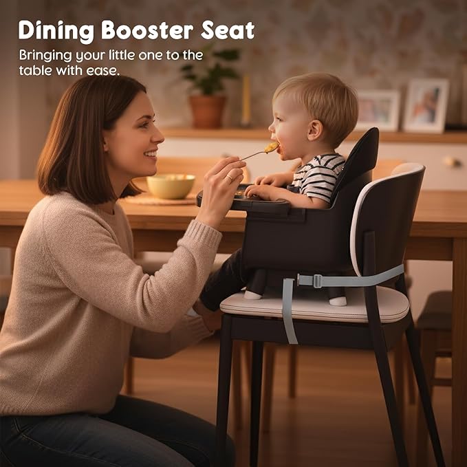 UNISWAN 6 in 1 Baby High Chair, Convertible Highchair for Babies and Toddlers (Black)