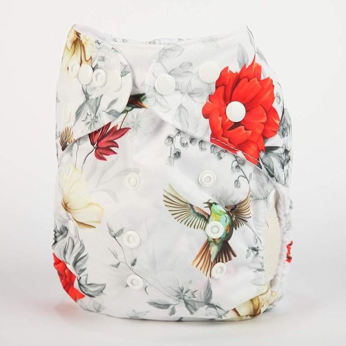 Baby Pocket Diaper Nappy Reusable 8lbs to 36lbs for Girls (Red Poppy)