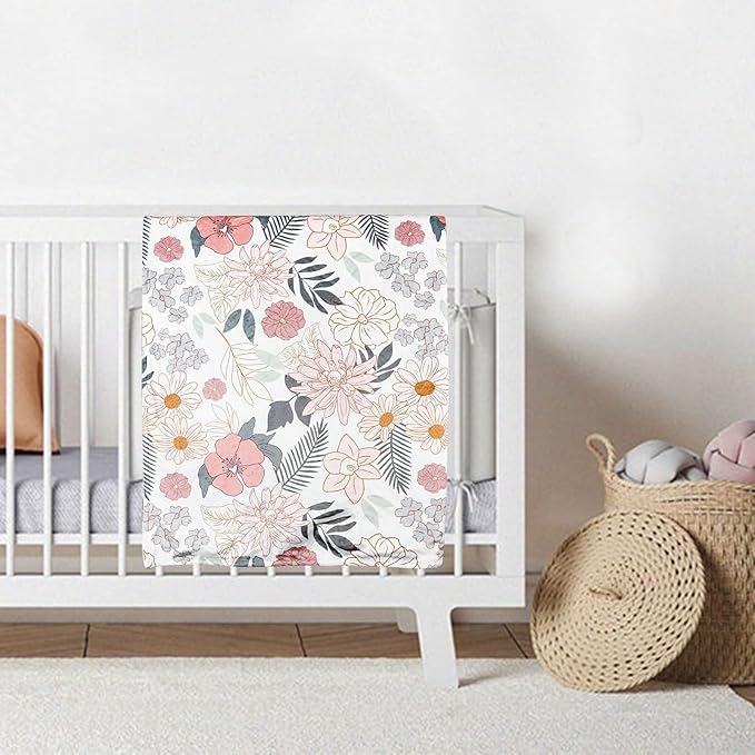 Floral Nursing Pillow Cover, Breastfeeding Pillow Slipcover for Baby Girls,Flower Minky Toddler Blanket for Girls