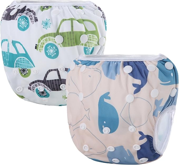 storeofbaby Reusable Swim Diapers Covers Waterproof Swimming Pants for 8-36lbs Unisex Baby Pack of 2