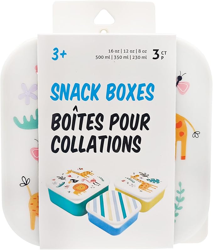Jacent Safari Snack Boxes: 3 Count Pack with 3 Sizes, Craft/Snack Containers, Easy Open, Leak Proof Small Food Containers with Lids, Nesting Boxes For Sandwiches, Snacks, And More