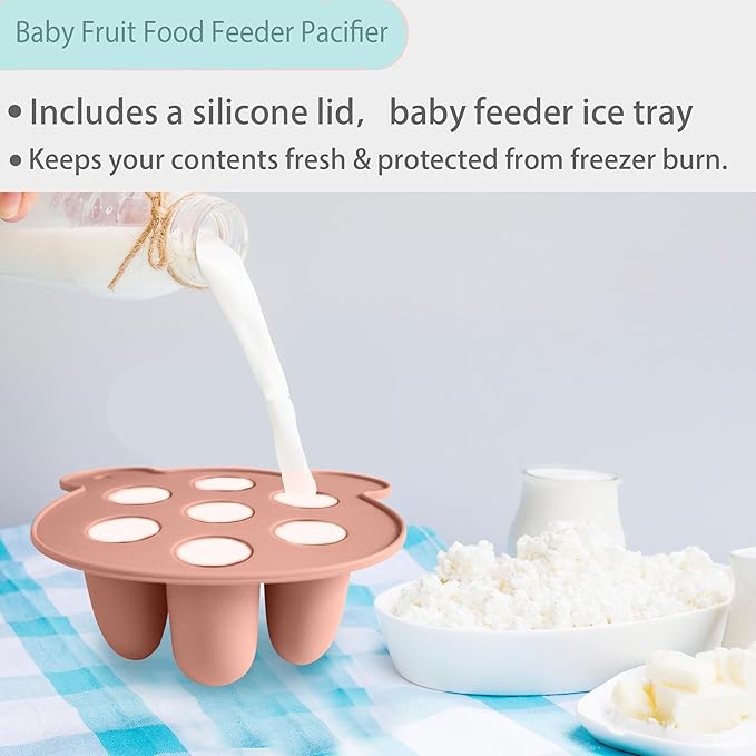 BigSpinach Silicone Baby Food Freezer Tray with Teething Popsicle Molds - Baby Fruit Feeder and Breastmilk Teether Combo