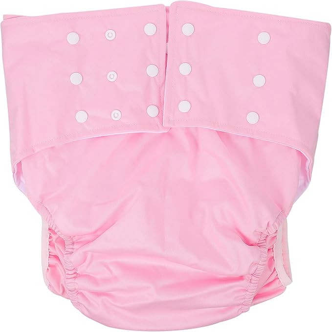 DOITOOL Washable Nappy Cover Diaper Pants Cotton Adult Reusable Nappy Cover Diaper Pant Cloth Incontinence Underwear for The Elderly and Disabled Pink