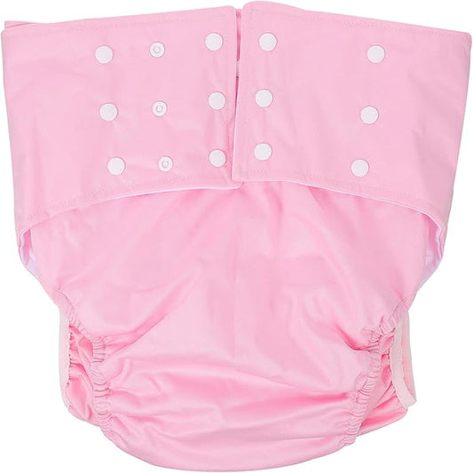 DOITOOL Washable Nappy Cover Diaper Pants Cotton Adult Reusable Nappy Cover Diaper Pant Cloth Incontinence Underwear for The Elderly and Disabled Pink