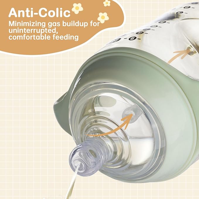 4 Pack Bottle Nipples Compatible with Natural Bottle, Replacement Soft Silicone Nipples, Breast-Like with Anti-Colic Valve (L, Fast Flow)