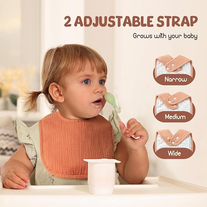POIKSHARK 6-Pack Muslin Baby Bibs for Unisex Boys Girls, Cotton Baby Drool Bibs, Drooling and Teething Bibs for Infant