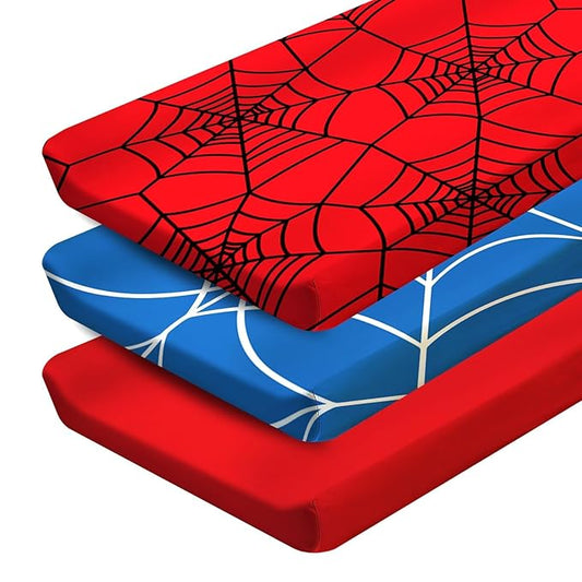 3 Pack Spider Theme Changing Pad Cover, Fitted Baby Changing Table Sheets for 32''×16'' Change Table Pad, Spider Web Pattern Breathable Baby Nursery Diaper Change Pad Sheets