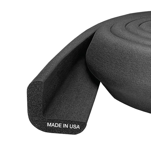 Kidkusion Baby Proof Edge Guards for Safety | Made in The USA | 28 Feet | Black | Edge Protectors for Furniture, Tables, Fireplaces | Heavy Duty Tape Included