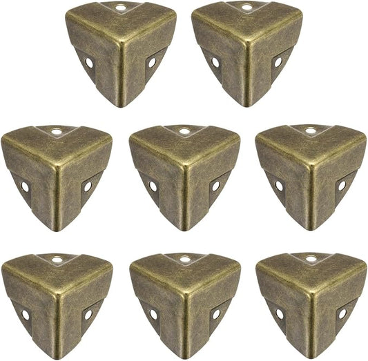 uxcell 8PCS Metal Corner Protector 1.1 x 1.1 x 1.1 Inch Box Edge Guard Protector Zinc Alloy Cabinets Speaker Corners Protector for Furniture Decorative (Imprint Edge, Vintage Bronze Tone)