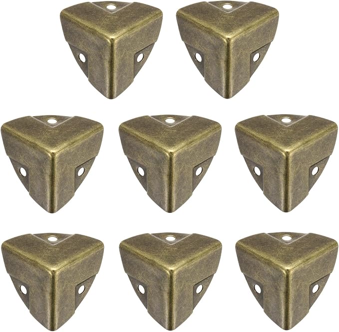 uxcell 8PCS Metal Corner Protector 0.9 x 0.9 x 0.9 Inch Box Edge Guard Protector Zinc Alloy Cabinets Speaker Corners Protector for Furniture Decorative (Imprint Edge, Vintage Bronze Tone)