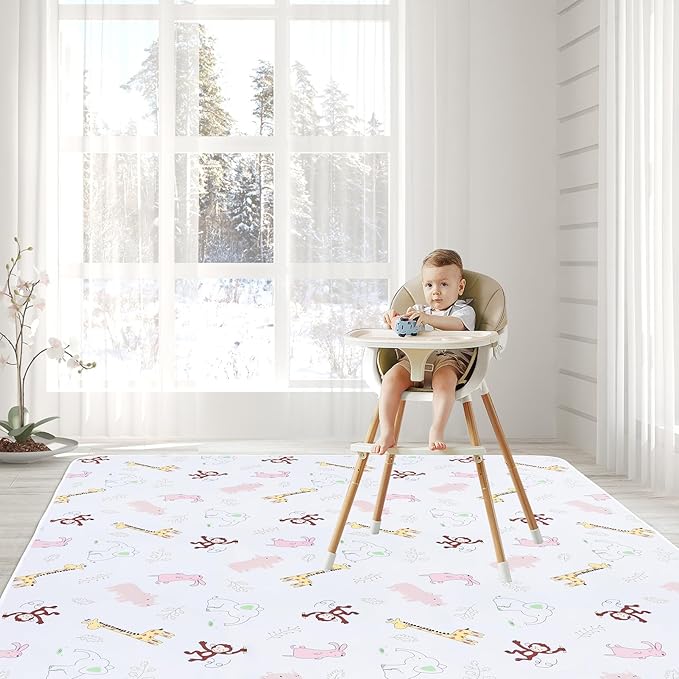 Baby Splat Floor Mat for Under High Chair/Arts/Crafts, 51" Waterproof Anti-Slip Food Splash Spill Protector Mat, Washable and Table Cloth