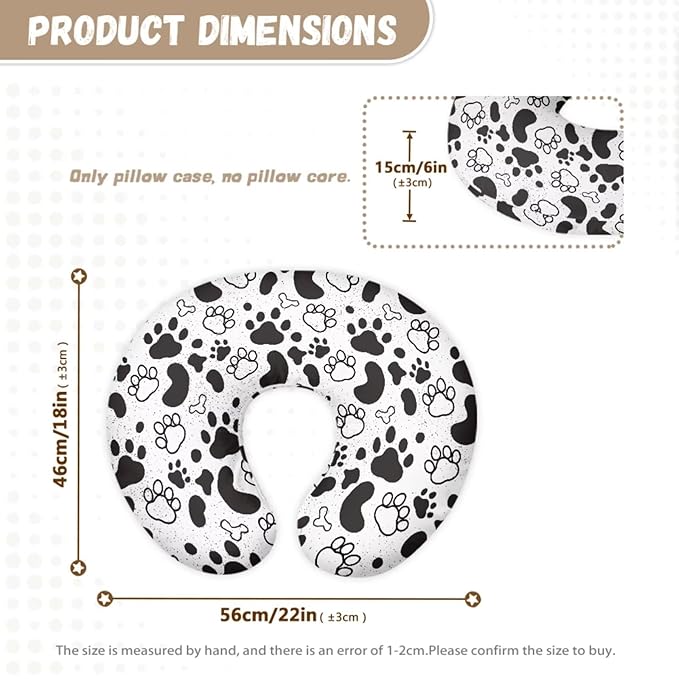 Dog Paws Print Baby Carseat Stroller Cover with U-Shaped Pillowcase for Boys Girls, Infant Toddler Privacy Nursing Breastfeeding Canopy, Grocery Shopping Cart Covers, 2 Piece