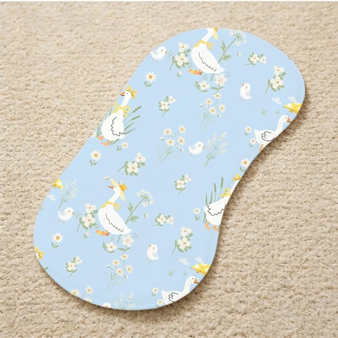 4pcs Goose Burp Cloths for Baby Boys Girls 100% Cotton White Geese Themed Design Burp Rags, Soft Breathable Muslin Burping Cloths Absorbent Spit-Up Cloths for Infant Newborns