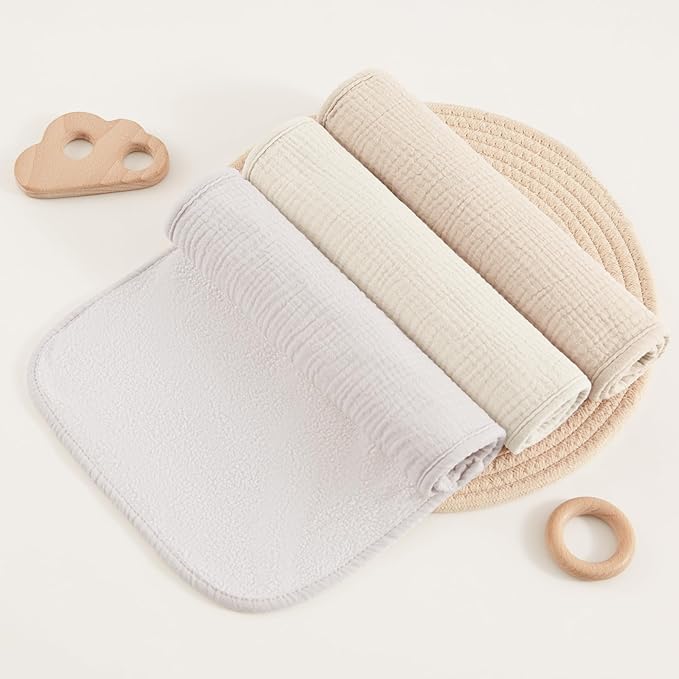 Susurration Muslin Burp Cloths, Soft Baby Burping Cloths for Unisex Boys and Girls, Newborn Essentials Large Extra Absorbent Washcloths, 20x10in, 6 Pack