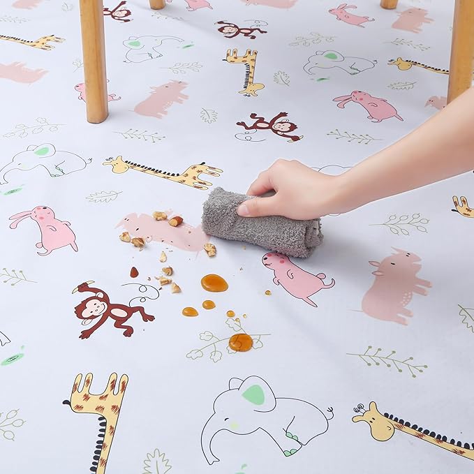 Baby Splat Floor Mat for Under High Chair/Arts/Crafts, 51" Waterproof Anti-Slip Food Splash Spill Protector Mat, Washable and Table Cloth
