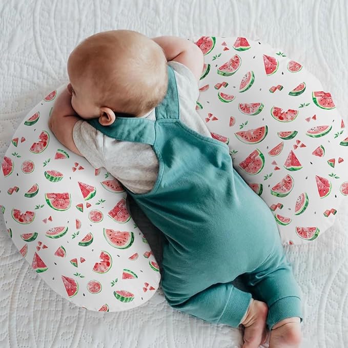 Watermelon Bites Leaves Baby Nursing Pillow Covers for Boy Girl Tropical Summer Fruits Nursery Pillowcase for Breastfeeding Pillows Boho Beach Vacation Soft Stretchy Slipcovers for Newborn Infant