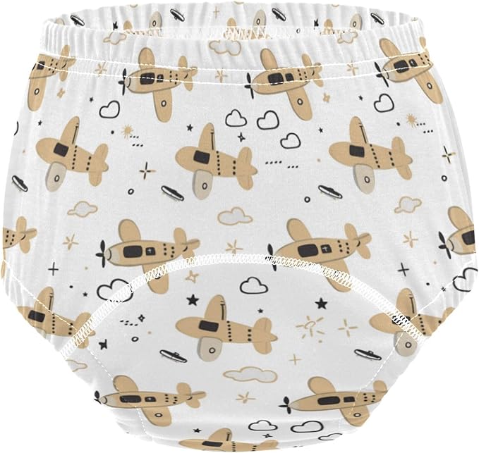 Baby Boys Underwear Potty Training Pants Soft Cotton Boxer Briefs for Toddler 4T Cute Airplane Cartoon Pattern with Simple Lines
