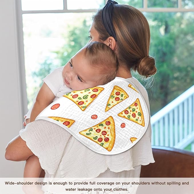 vvfelixl Baby Burp Cloths Delicious Sliced Pizza Baby Newborn Cotton Burping Cloths Set Baby Washcloths 4 Pack
