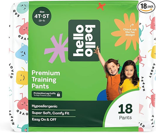 Hello Bello Premium Training Pants 4T-5T, All About Feelings Design, 18ct Jumbo Pack