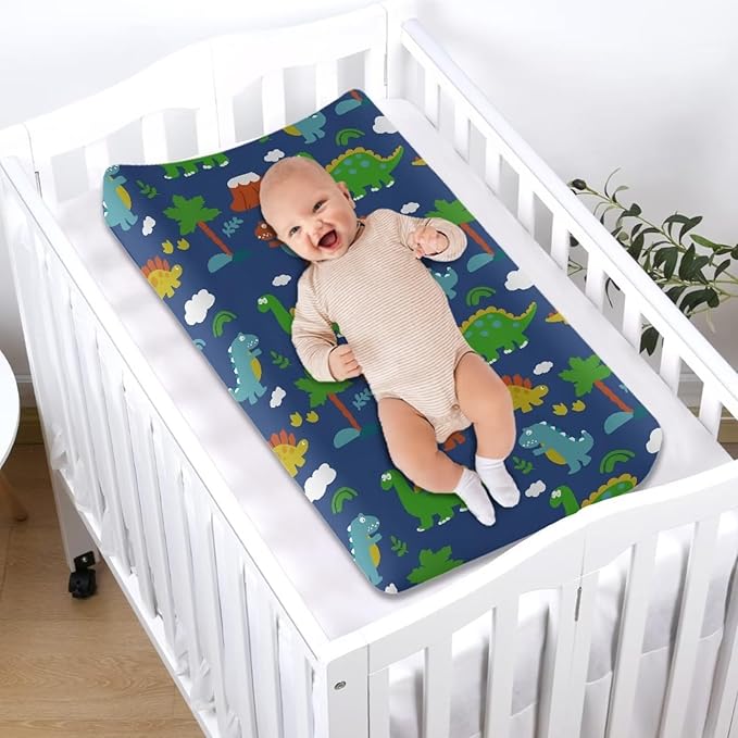 Changing Pad Covers for Boys Girls, Cute Dinoaurs Diaper Changing Table Pad Cover Soft Breathable Changing Mat Cover for 32''x16" Cute Birthday Gifts for Baby