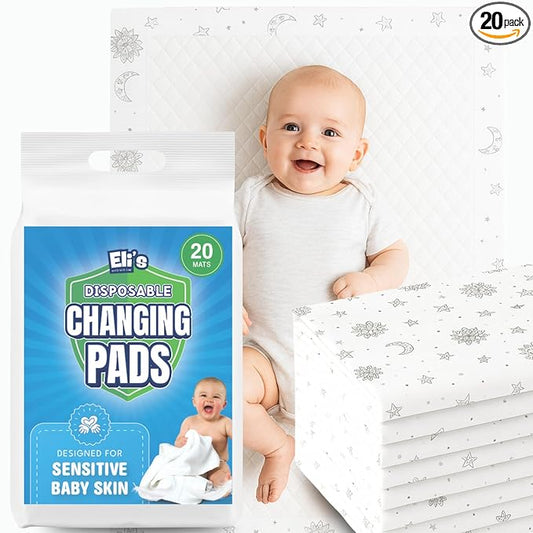 Eli with Love Disposable Baby Changing Pads - Soft, Waterproof & Leakproof Liners Absorbent Underpads - Large Travel Size Diaper Changing Mat for Home, Car, Diaper Bag - (20 Pack, Boho)