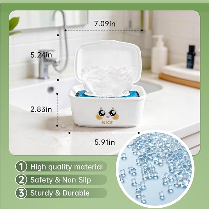 Wipes Dispenser Compatible with Cottonelle Flushable Wipes, Refillable Wet Wipes Container, Small Plastic Storage Box Reusable Wipe Holder with Lid for Bathroom - DIY Customizable Stickers Included