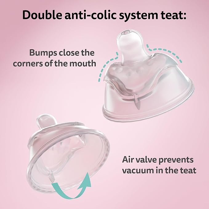 Herobility Anti-Colic Baby Bottles 5 fl oz/140 ml - Pack of 4 Newborn Baby Bottles, Slow Flow Plastic Bottles, Breast-Shaped Teat for Breastfed Babies - Multicolor - Sand, Woodchuck, Pink, White