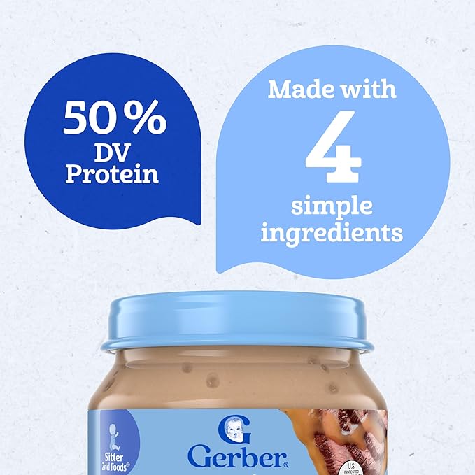 Gerber Stage 2 Baby Food, Beef and Gravy Jar, Baby Food Meat Puree, Baby Mealtime, Baby Puree Jars Glass, 10-Pack