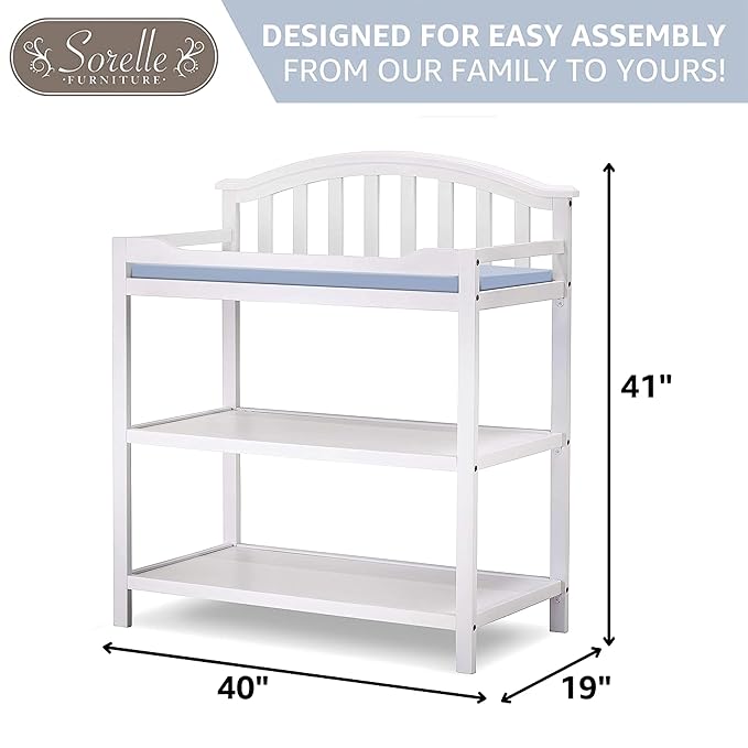 Sorelle Furniture Berkley Baby Dresser – Dresser for Nursery, Kids Bedroom Furniture, Dresser Drawers, Nightstand for Child’s Room with Drawers, Nursery Furniture for Infant -White