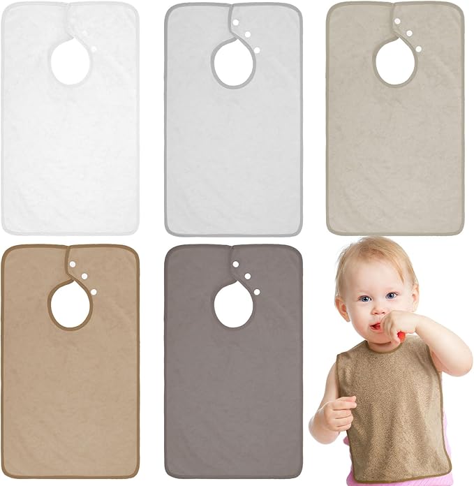 Hercicy Full Coverage Pullover Toddler Baby Bibs Terry Cloth Bibs with Snap Button for 0-4 Years Unisex Feeding Drooling