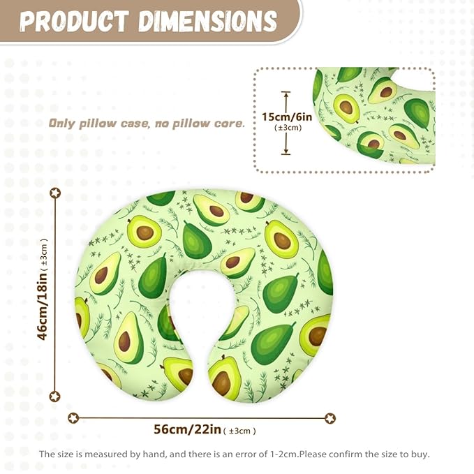 Forchrinse Green Avocado Nursing Pillow Cover for Girls Princess Nursing Pillow Slipcover for Breastfeeding Moms,Easy to Care