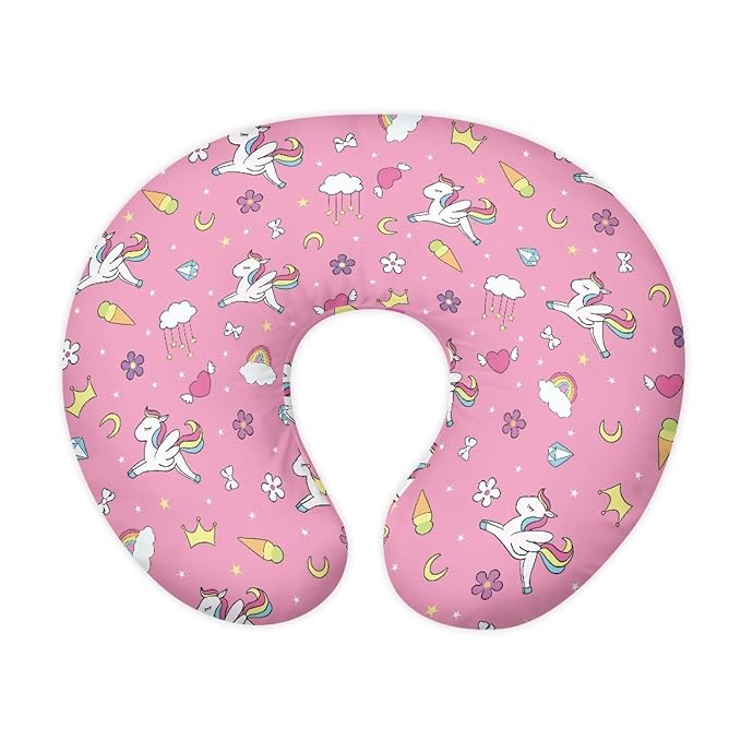 Cartoon Horse Nursing Pillow Cover Soft Neutral Breastfeeding Pillow Slipcover Durable Removable Nursing Pillow Case for Baby Boy Girl