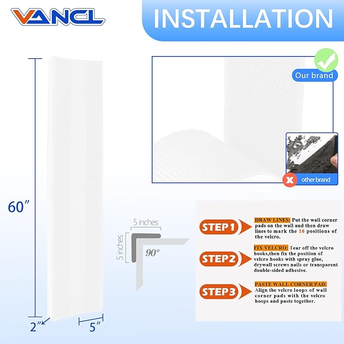 Wall Corner Padding White Wall Corner Guards Heavy Duty Wall Corner Edge Protector Wall Cushion Mats Waterproof Durable 2 Sides Wall Corner Pads for Safety
