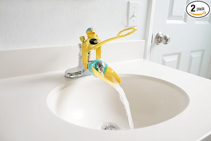 Aqueduck Faucet Handle Extender Set. Connects to Sink Handle and Faucet to Make Washing Hands Fun and Teaches Your Baby or Child Good Habits and Promote Independence to Them.