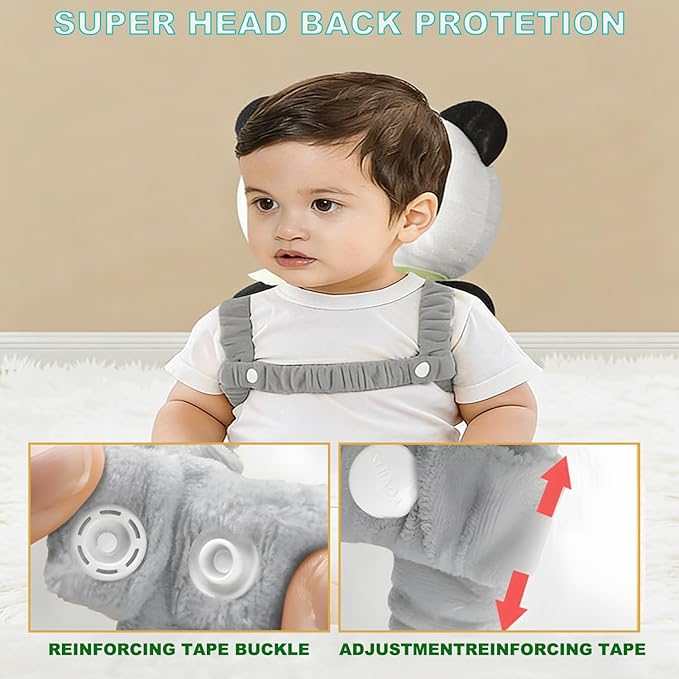 Baby Head Protector Backpack, Toddler Baby Head Protection Backpack with Baby Knee Pads Alarm Function for Walking & Crawling, Soft, Breathable and Wearing Safety Baby Head Protector- Orange Bear