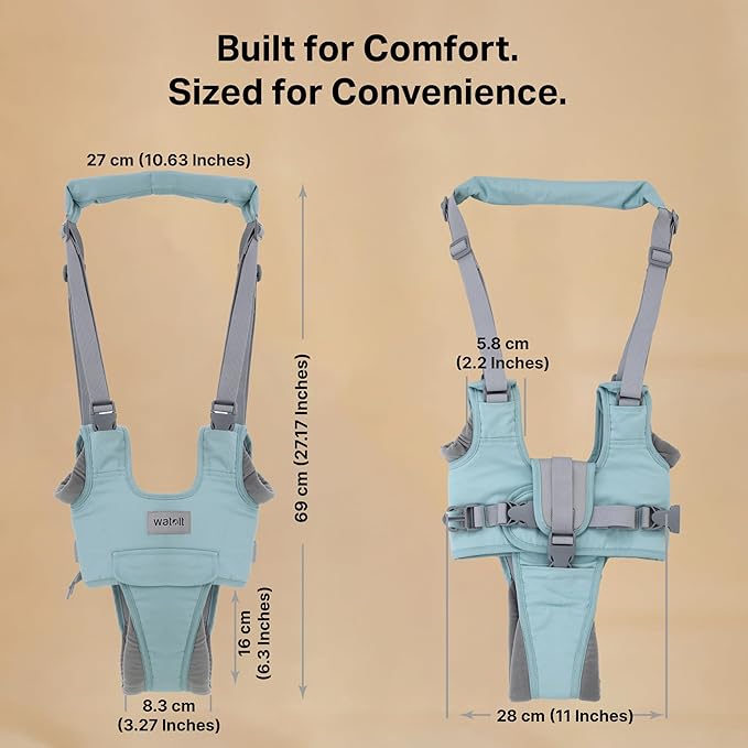 Watolt Baby Walking Helper Harness - Help Toddlers Learn to Walk Stand Up with Adjustable Handheld Walker - Learning Assistance Safety Belt Harness Support for Babies 6 to 24 Months (Green)