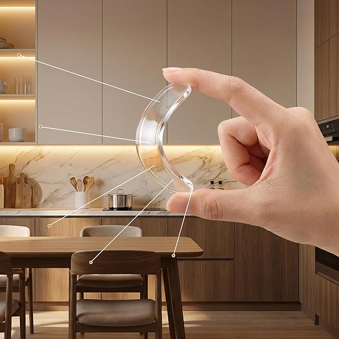 44Pcs Clear Cabinet Door Bumpers, Adhesive Silicone Noise Reducing Pads Anti Collision Pad, Removable Scratch Resistant Surface Protection for Doors Walls Furniture (3 Sizes)