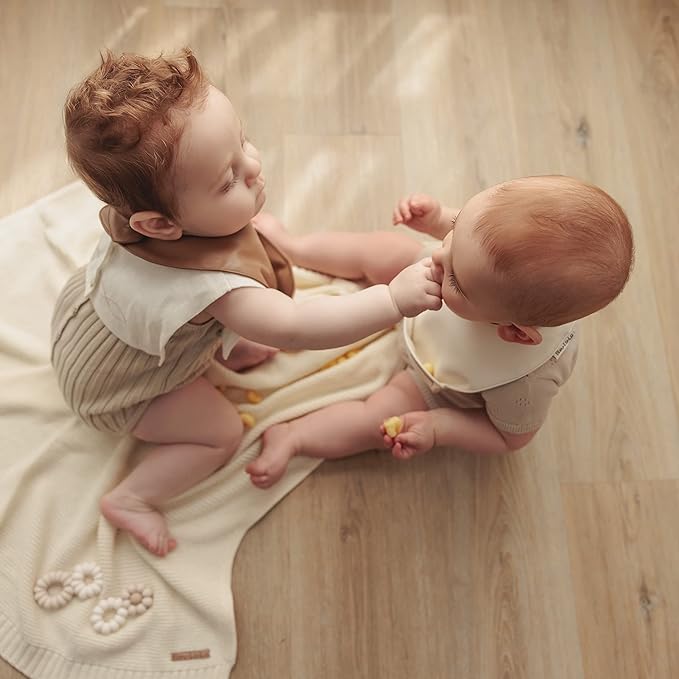 Vegan Leather Easy Clean Baby Bibs with Practical Pocket and Snaps - Great for Feeding and Teething Infants 0-12 Months